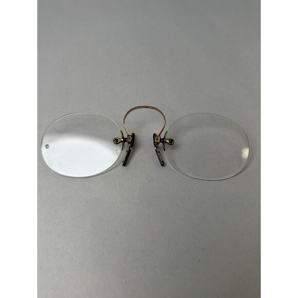 Unbranded Accessories - Antique Spring Bridge Pince Nez Glasses 1930s Rimless Gold Filled?